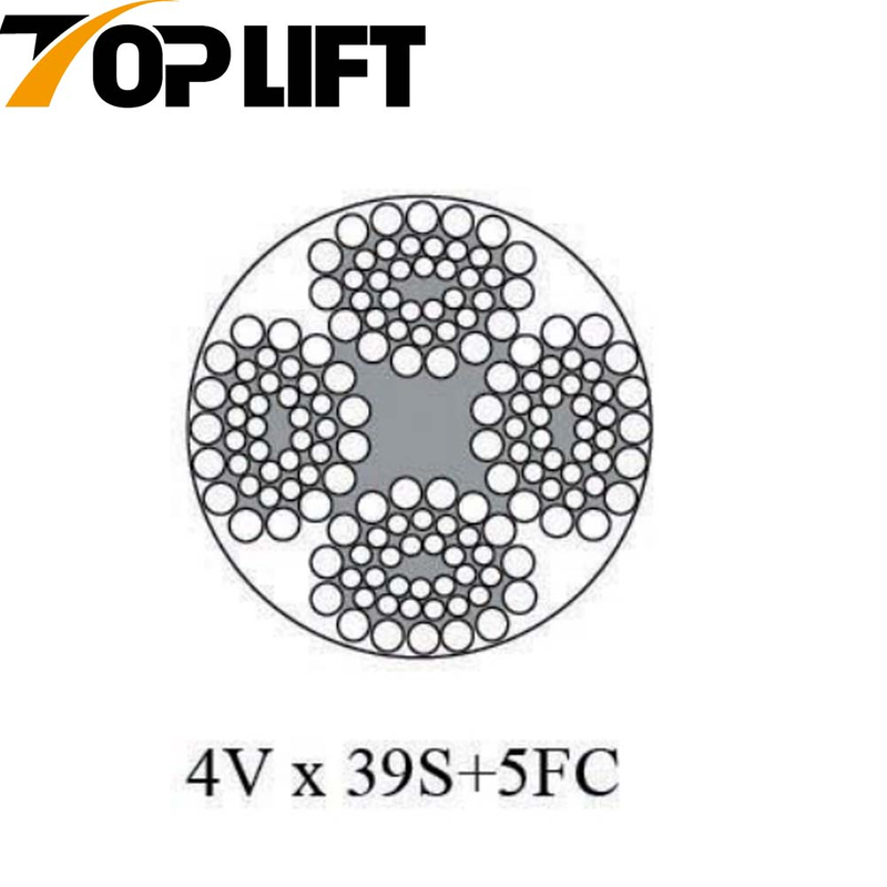 Cable de alambre de acero no giratorio galvanizado/no galvanizado de 4 hilos 4VX39S+5FC 4VX48S+5FC