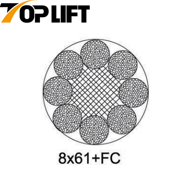 Cuerda de alambre de acero galvanizada/no galvanizada 8X61+FC 8X61+IWR