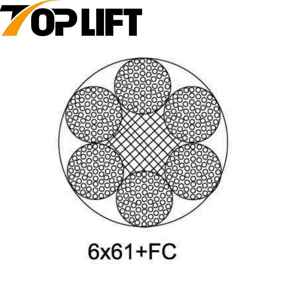 Cuerda de alambre de acero galvanizada/no galvanizada 6X61+FC 6X61+IWR